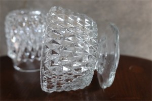 アメリカンヴィンテージ　ガラス製キャンドルホルダー　カバー付きフェアリーランプ　無色小１