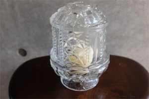 アメリカンヴィンテージ　ガラス製キャンドルホルダー　カバー付きフェアリーランプ　無色極大　１０