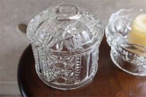 アメリカンヴィンテージ　ガラス製キャンドルホルダー　カバー付きフェアリーランプ　無色極大　９