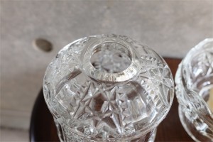 アメリカンヴィンテージ　ガラス製キャンドルホルダー　カバー付きフェアリーランプ　無色極大　７