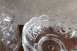アメリカンヴィンテージ　ガラス製キャンドルホルダー　カバー付きフェアリーランプ　無色極大　５