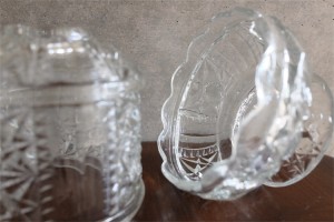 アメリカンヴィンテージ　ガラス製キャンドルホルダー　カバー付きフェアリーランプ　無色極大　２