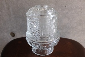 アメリカンヴィンテージ　ガラス製キャンドルホルダー　カバー付きフェアリーランプ　無色極大　１