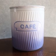 蓋なし単品　フランス　アンティークホーローキャニスター　BB社　パープルグラデーション　CAFE