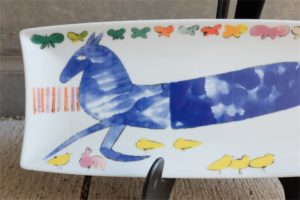 アンディ・ウォーホル　（Andy Warhol）デザイン　独　ローゼンタール製　飾りプレート　青い馬柄