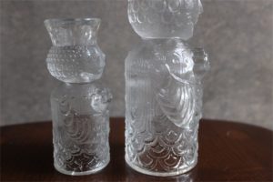 ドイツ　ローゼンタール社　クリスタルガラスのキャンドルホルダー像　大小　デザイン：ビョルン・ヴィンブラッド