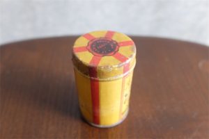 フランス製　筒型小さなアンティークブリキ（TIN）缶　Aposeptine 歯磨き粉or粉石鹸入れ　